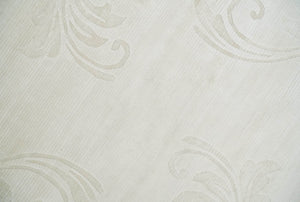 4x6 Hand Woven and Carved Silver and Ivory Floral Art Silk Rug | KNT5