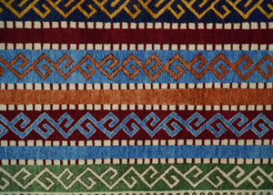 4x6 Multi-colour Striped Wool Hand Woven Southwestern Gabbeh Rug | KNT16