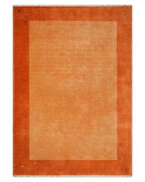 4x6 Small Rust and Peach Farmhouse Wool Hand Woven Southwestern Gabbeh Rug| LOR9