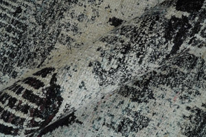 4x6 and 8x10 Hand Knotted Ivory, Charcoal and Brown Antique Persian Style Contemporary Recycled Silk Area Rug | OP46
