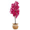 5’ Artificial Bougainvillea Tree with Handmade Jute & Cotton Basket with Tassels