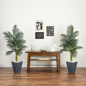 5’ Artificial Double Stalk Golden Cane Palm Tree- Set of 2