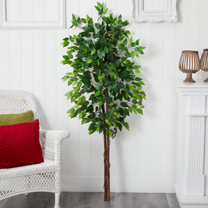 5’ Artificial Double Trunk Ficus Tree (No Pot)