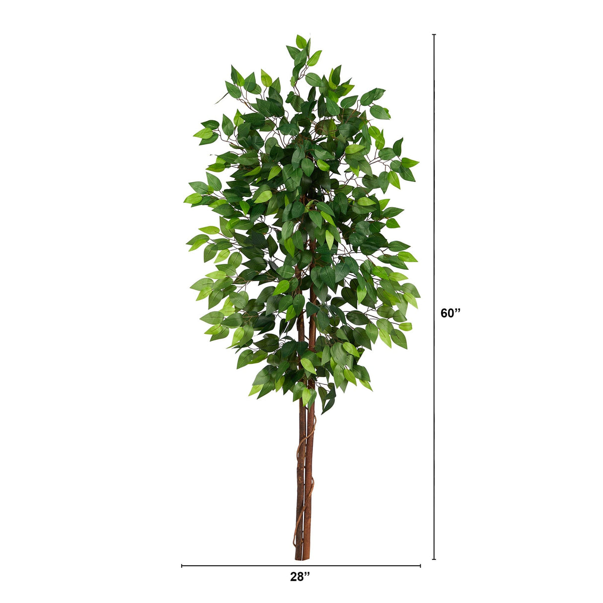 5’ Artificial Double Trunk Ficus Tree (No Pot)