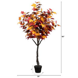 5' Artificial Fall Smoky Maple Tree