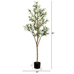 5’ Artificial Olive Tree with Natural Trunk