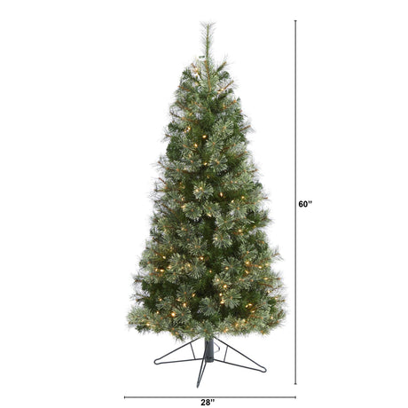 5' Cashmere Slim Artificial Christmas Tree with 250 Warm White Lights and 408 Bendable Branches