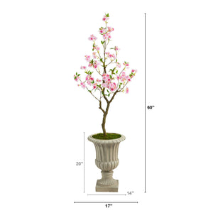 5’ Cherry Blossom Artificial Tree in Sand Finished Urn