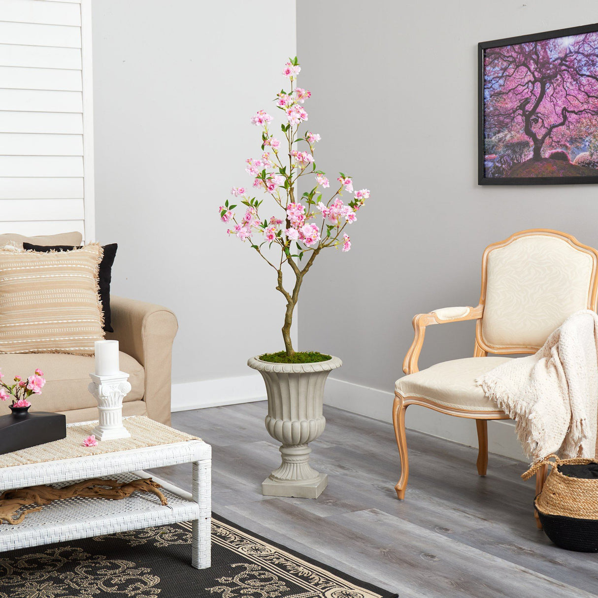 5’ Cherry Blossom Artificial Tree in Sand Finished Urn