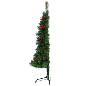 5’ Flat Back Montreal Mountain Artificial Christmas Tree with Pine Cones and Berries