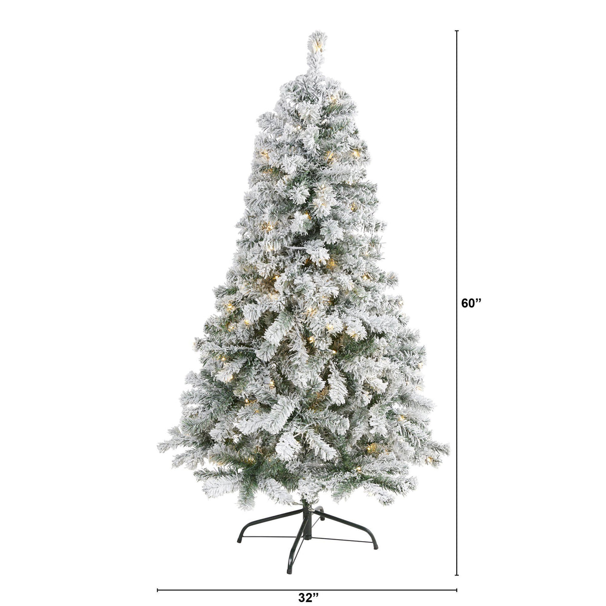 5' Flocked Rock Springs Spruce Artificial Christmas Tree with 150 Clear LED Lights