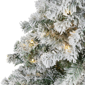 5' Flocked Rock Springs Spruce Artificial Christmas Tree with 150 Clear LED Lights