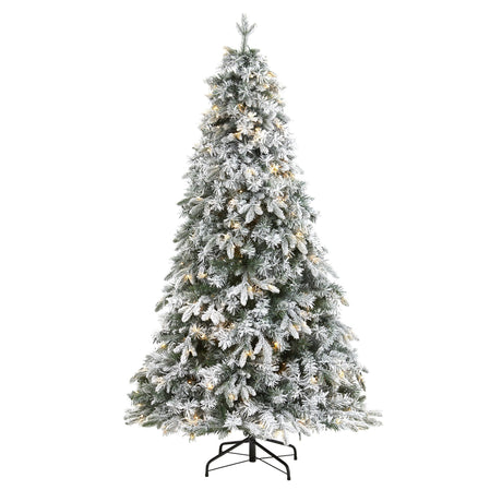 5' Flocked Vermont Mixed Pine Artificial Christmas Tree with 150 Clear LED Lights