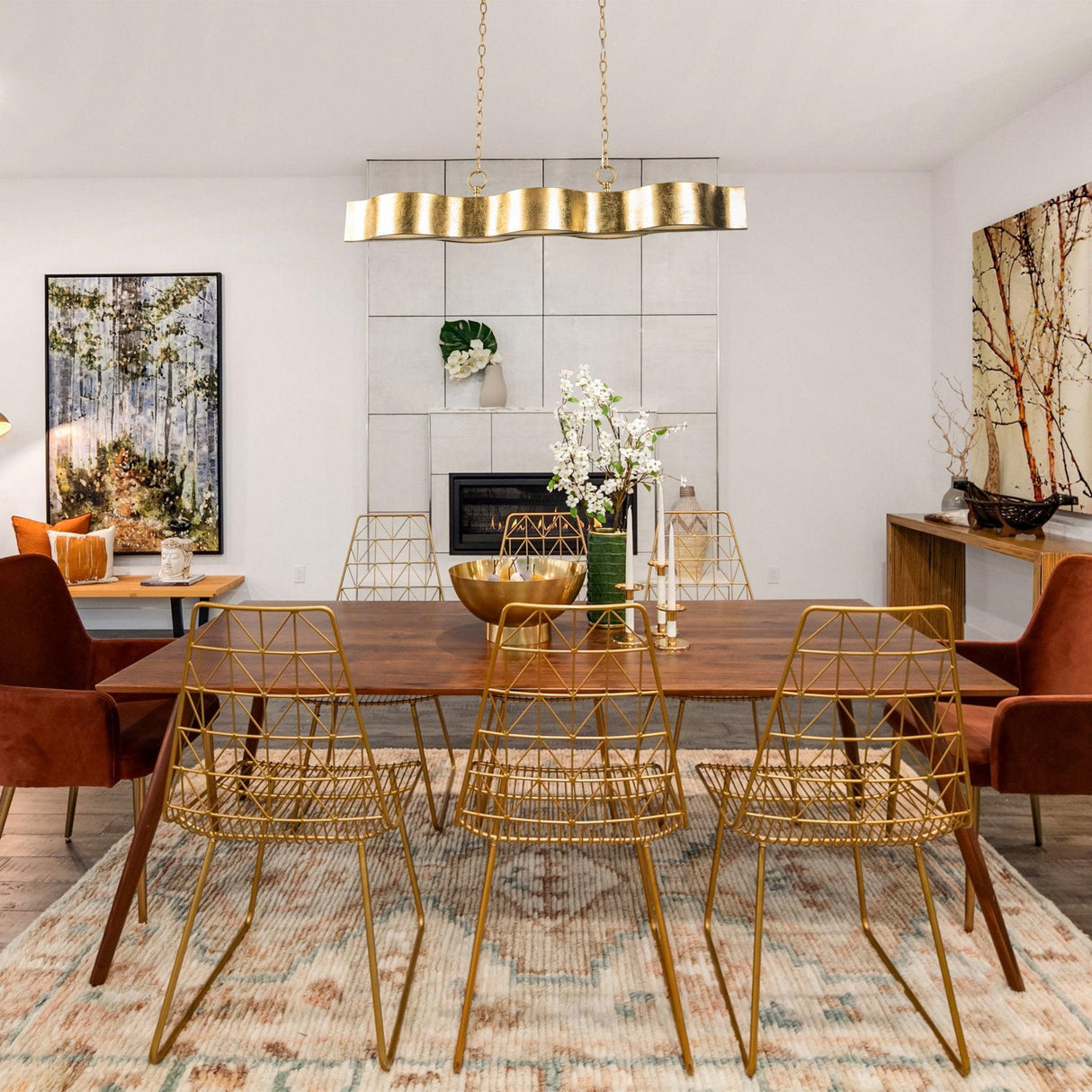 5-Light Golden Modern Dry Rated Pendant Lighitng