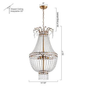 5-Light Modern Pendant Light with Crystal Strands