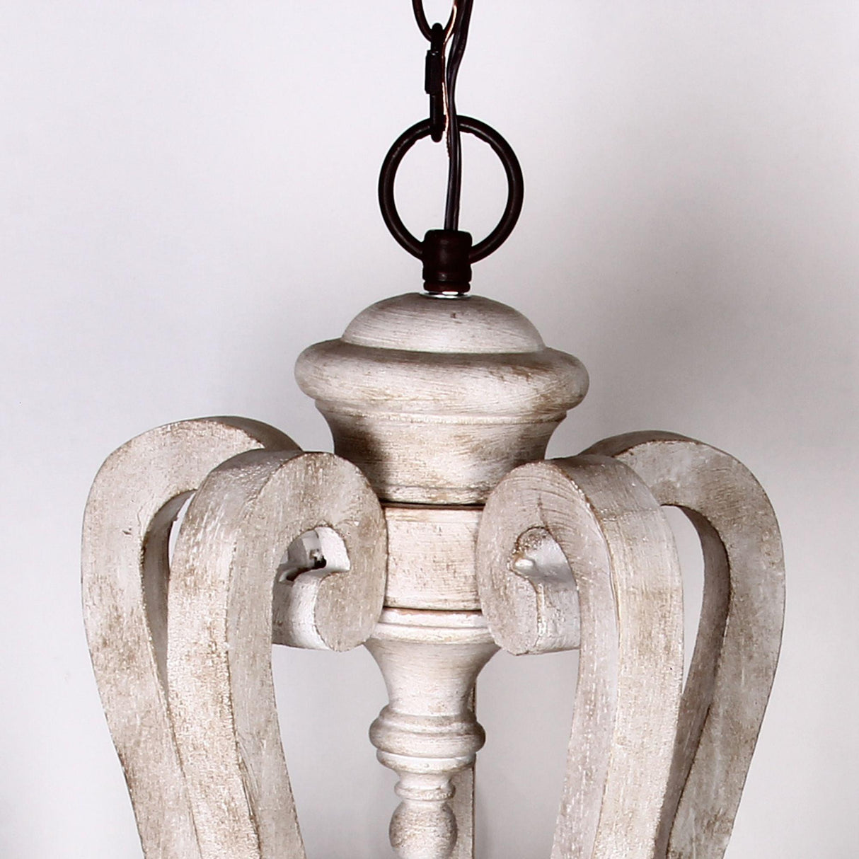 5-Lights Antique Wooden Candle Chandelier