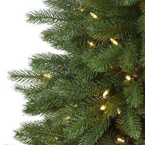 5' Napa Valley Pine Artificial Christmas Tree with 200 Warm White LED Lights, 335 Bendable Branches on a Faux Wood Stand