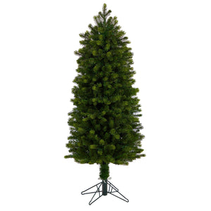 5’ Slim Colorado Mountain Spruce Artificial Christmas Tree with 250 (Multifunction) Lights with Instant Connect