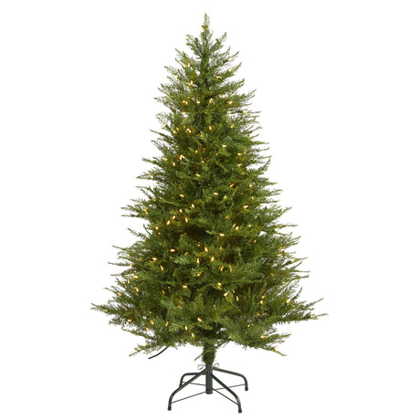 5’ Wisconsin Fir Artificial Christmas Tree with 250 Warm White LED Lights and 578 Bendable Branches