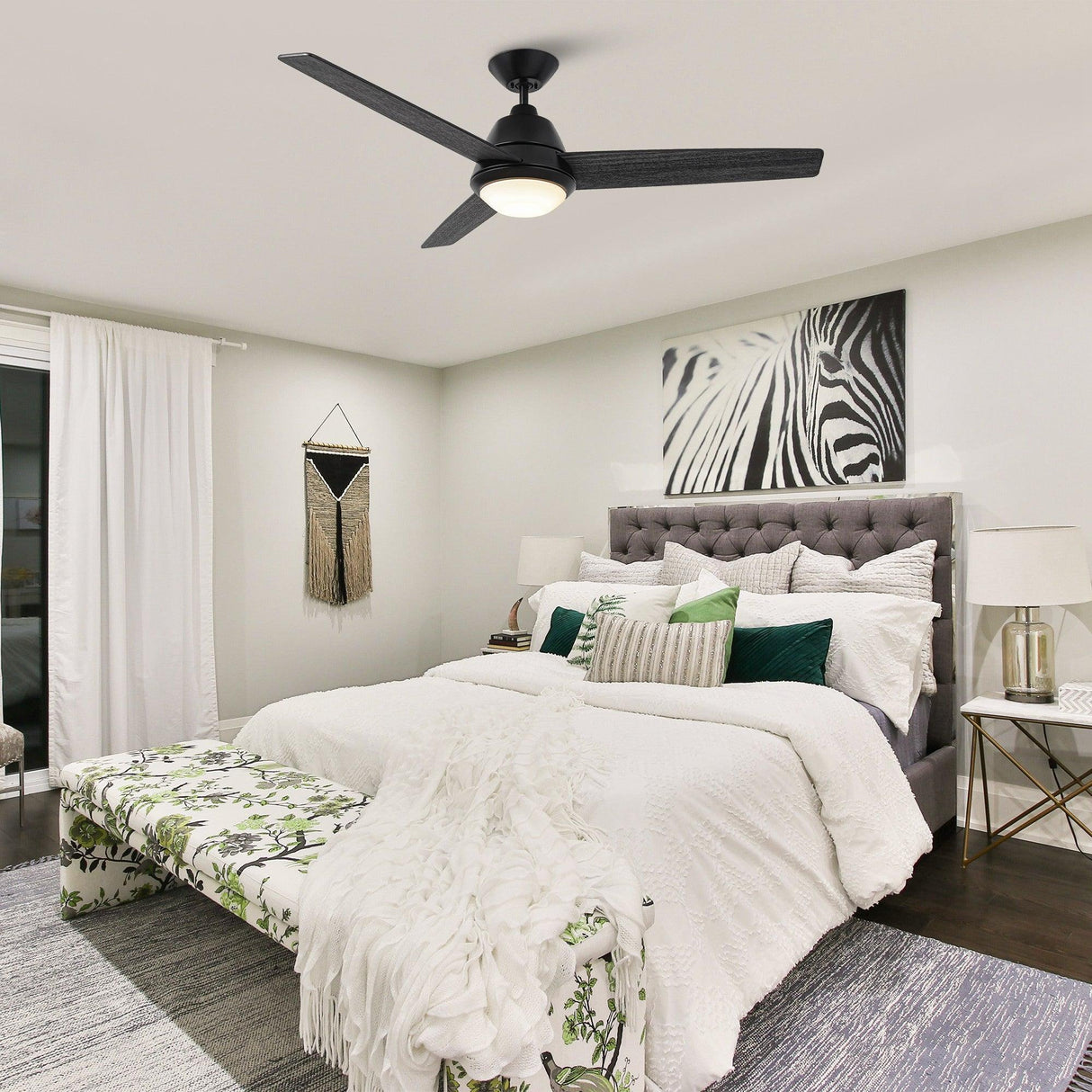 52" 4 Speed Wall Control Ceiling Fan with LED Lighting