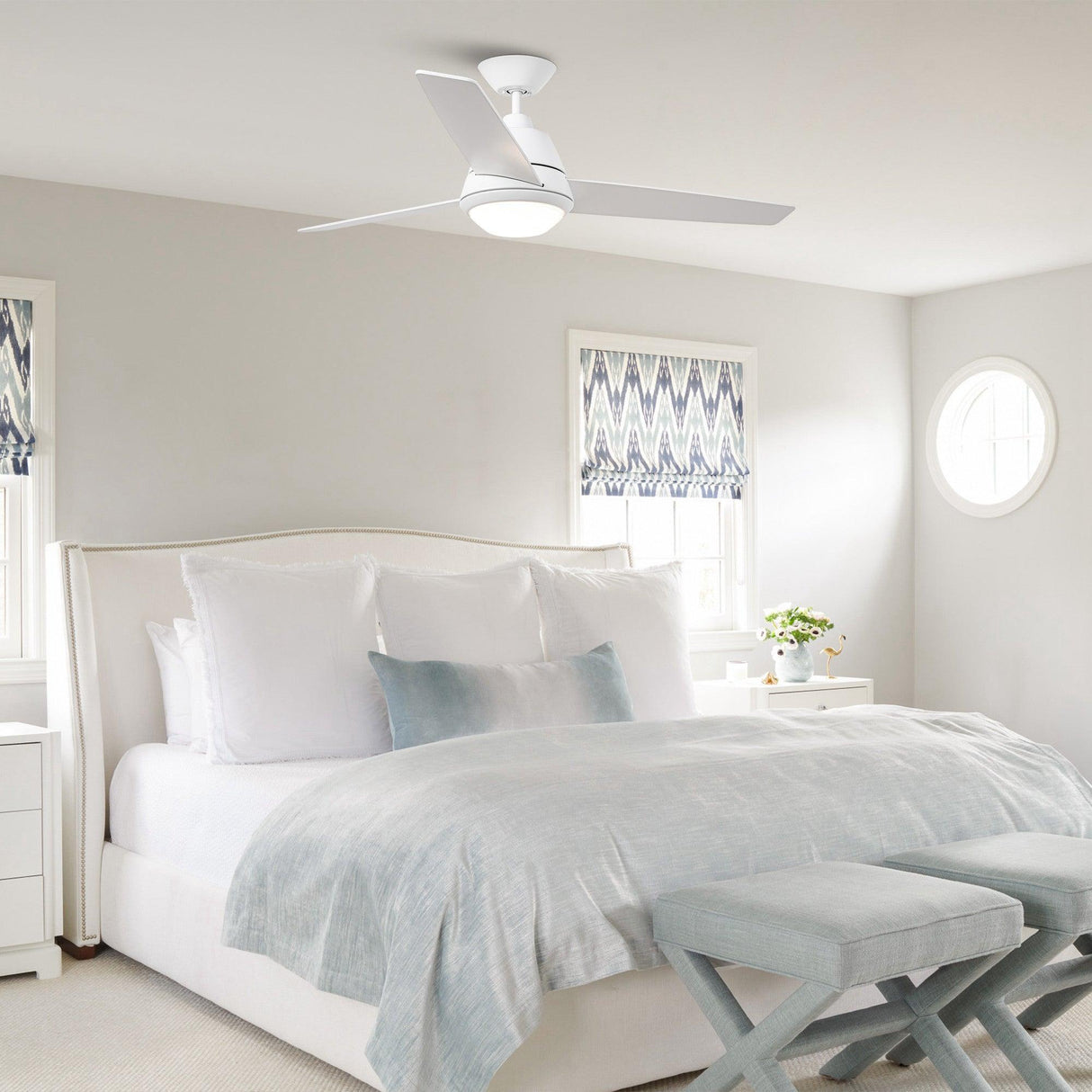 52" 4 Speed Wall Control Ceiling Fan with LED Lighting