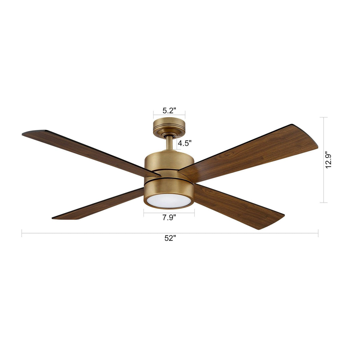 52" Bucholz Industrial Ceiling Fan with Dimmable LED Light