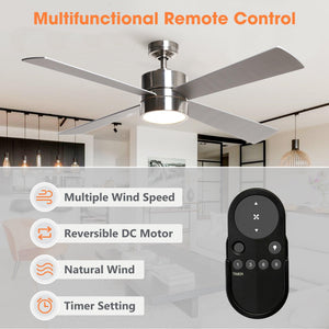 52" Bucholz Industrial Ceiling Fan with Dimmable LED Light