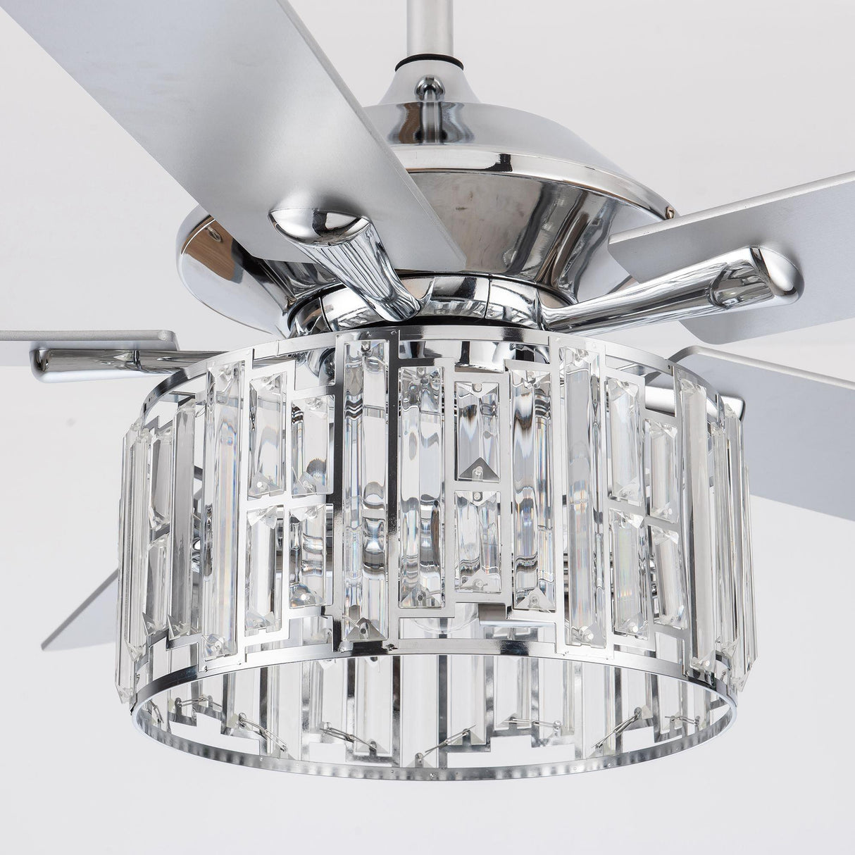 52" Dicken Modern Downrod Mount Reversible Crystal Ceiling Fan with Lighting and Remote Control