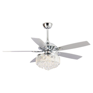 52" Elkton Modern Reversible Crystal Fandelier with Lighting and Remote Control