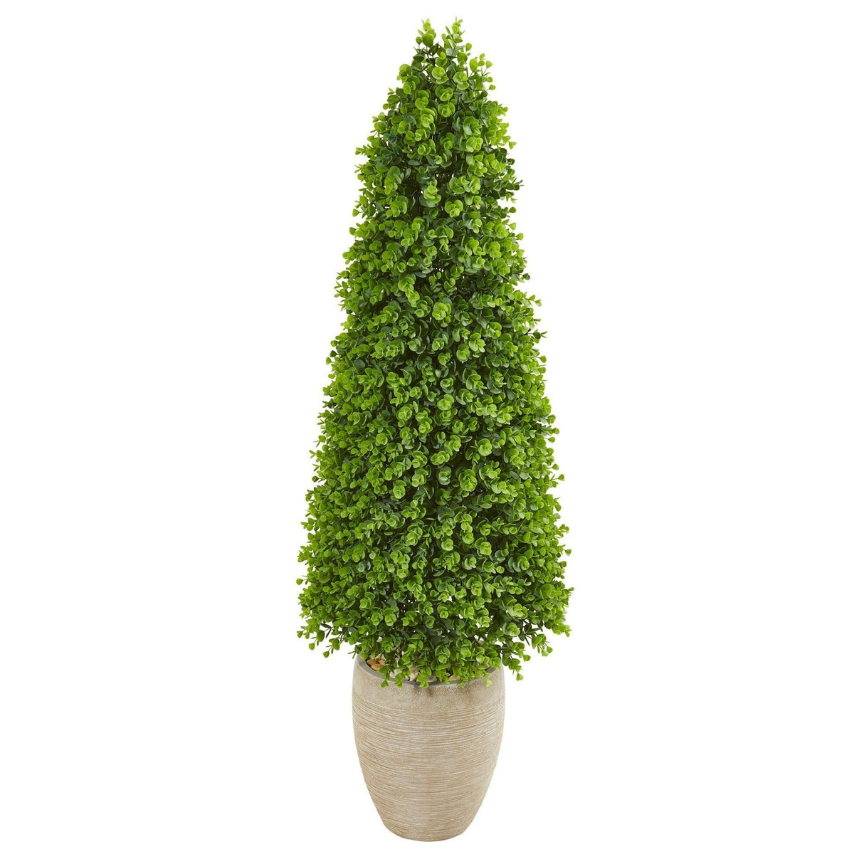 52” Eucalyptus Topiary Artificial Tree in Sand Colored Planter (Indoor/Outdoor)