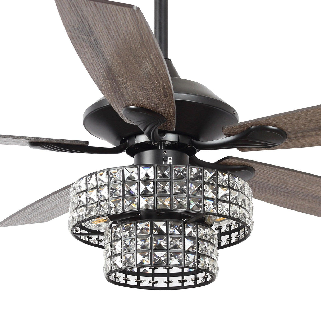 52" Howell Modern Downrod Mount Reversible Crystal Ceiling Fan with Lighting and Remote Control