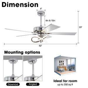 52 Inch Oregon DC Motor Modern Downrod Ceiling Fan with LED Light