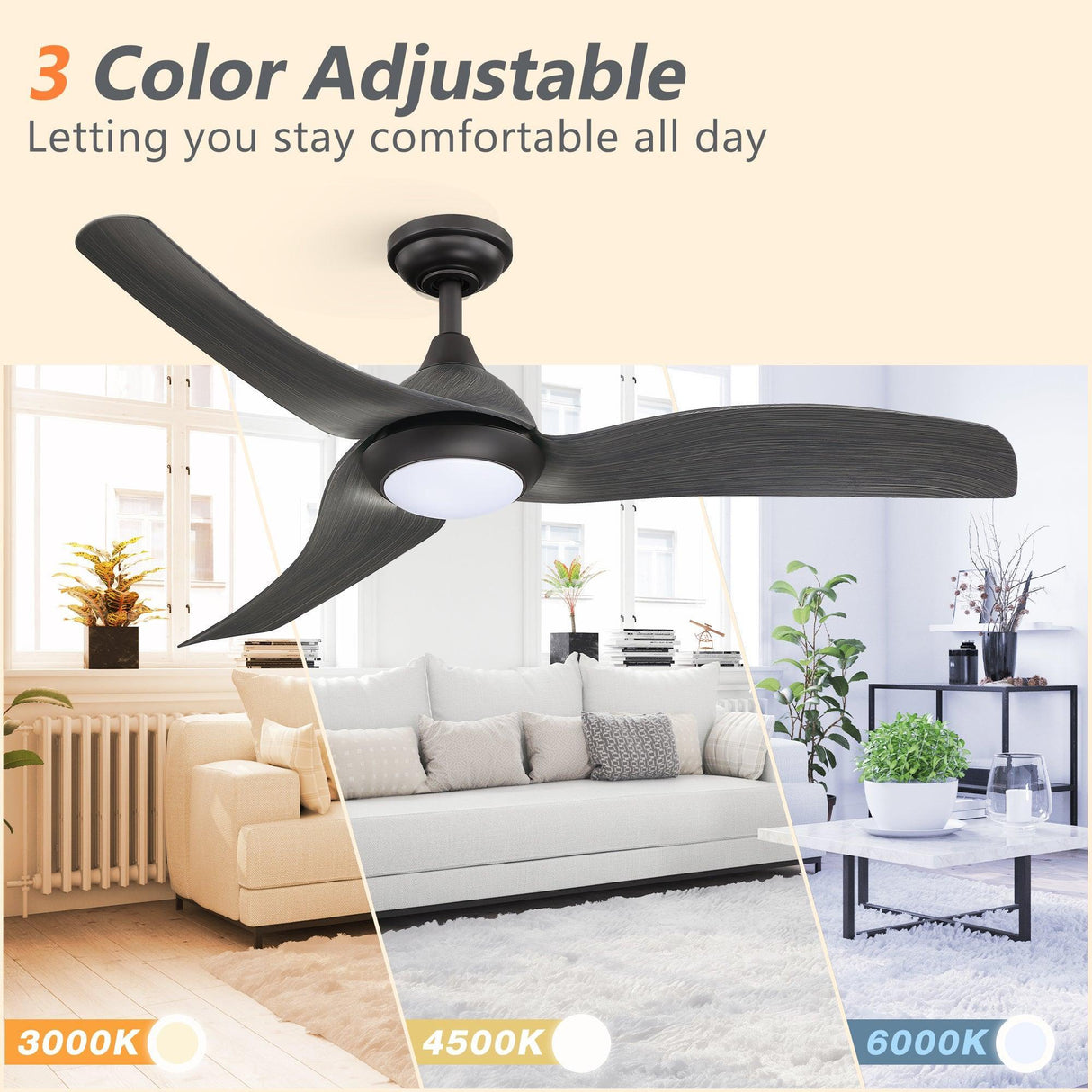 52" Industrial DC Motor Downrod Mount Reversible Ceiling Fan with LED Lighting and Remote Control