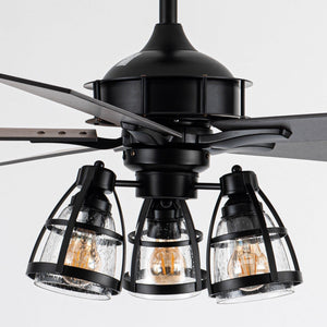52" Kashmir Traditional Downrod Mount Reversible Ceiling Fan with Lighting and Remote Control