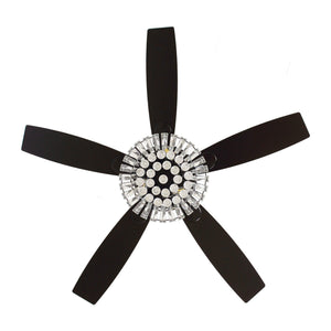 52" Kerala Modern Chrome Downrod Mount Reversible Crystal Ceiling Fan with Lighting and Remote Control