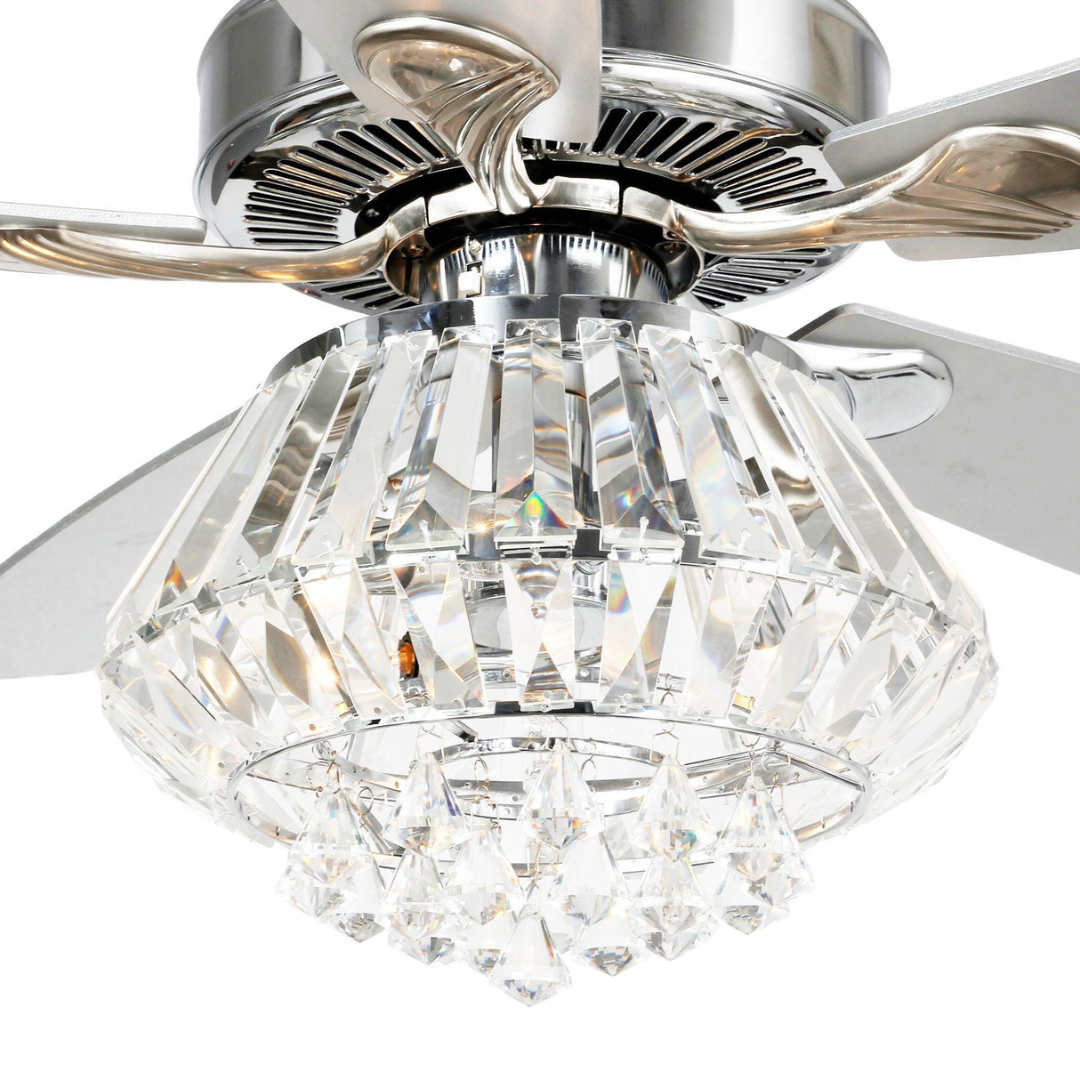 52" Kerala Modern Chrome Downrod Mount Reversible Crystal Ceiling Fan with Lighting and Remote Control