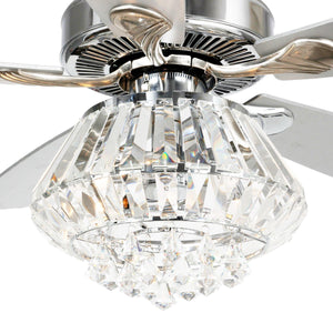 52" Kerala Modern Chrome Downrod Mount Reversible Crystal Ceiling Fan with Lighting and Remote Control