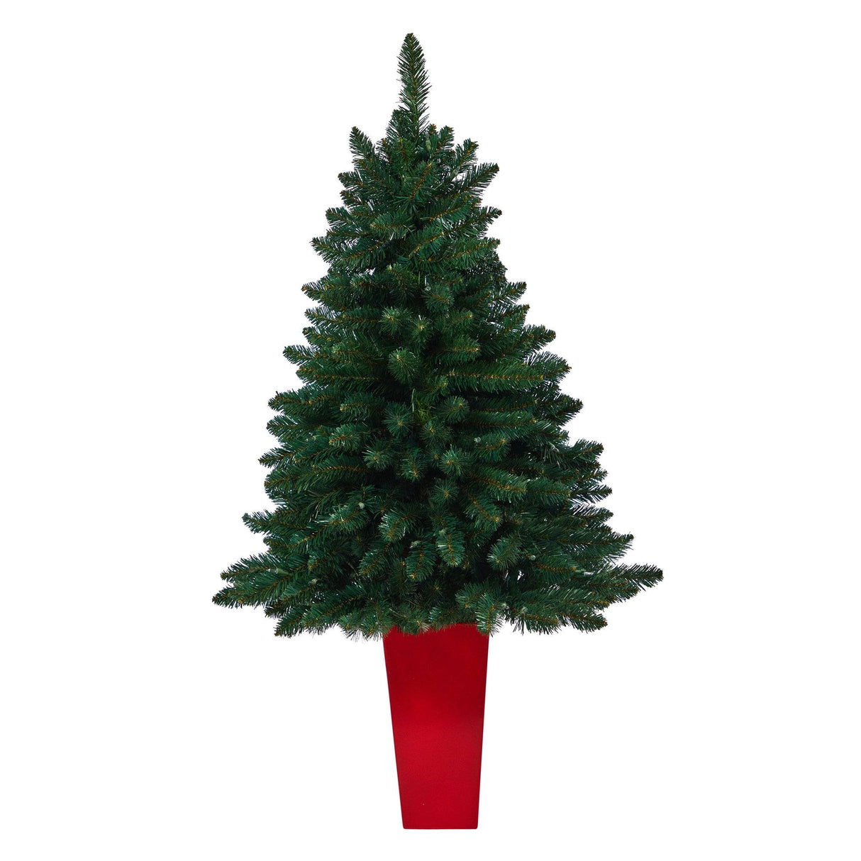 52” Northern Rocky Spruce Artificial Christmas Tree with 100 Clear Lights and 322 Bendable Branches in Tower Planter