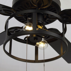 52" Urbana Downrod Mount Reversible Industrial Ceiling Fan with Lighting and Pull Chain
