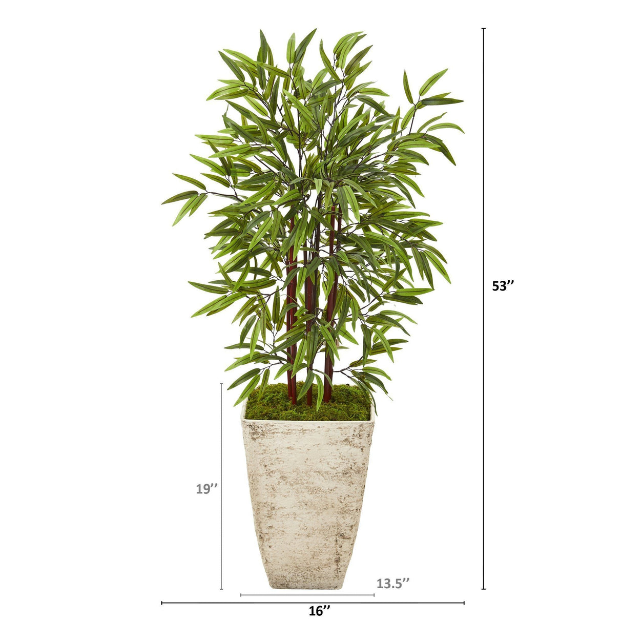 53” Bamboo Artificial Tree in Country White Planter