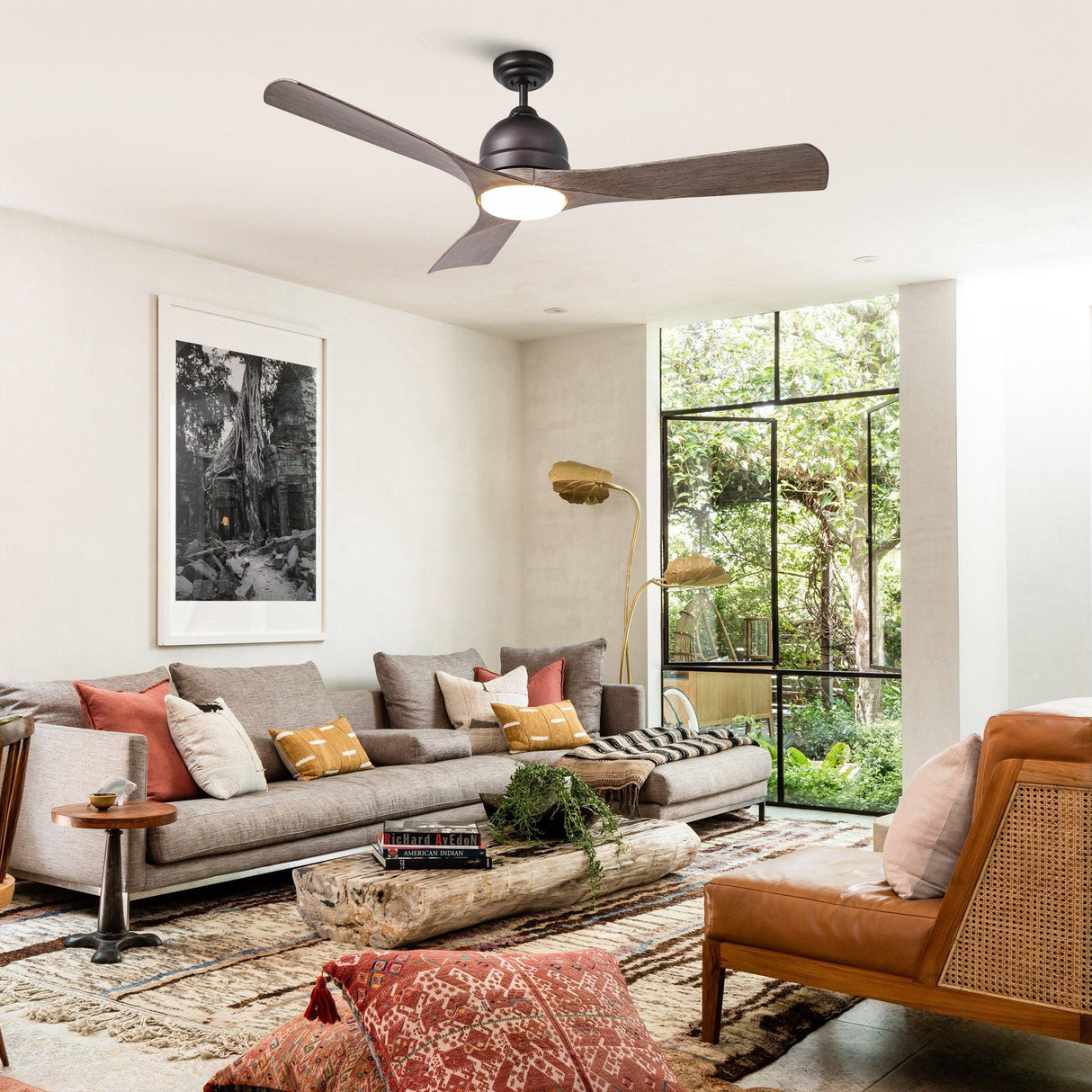 54" Industrial 3 Blades LED Ceiling Fan with Remote Control