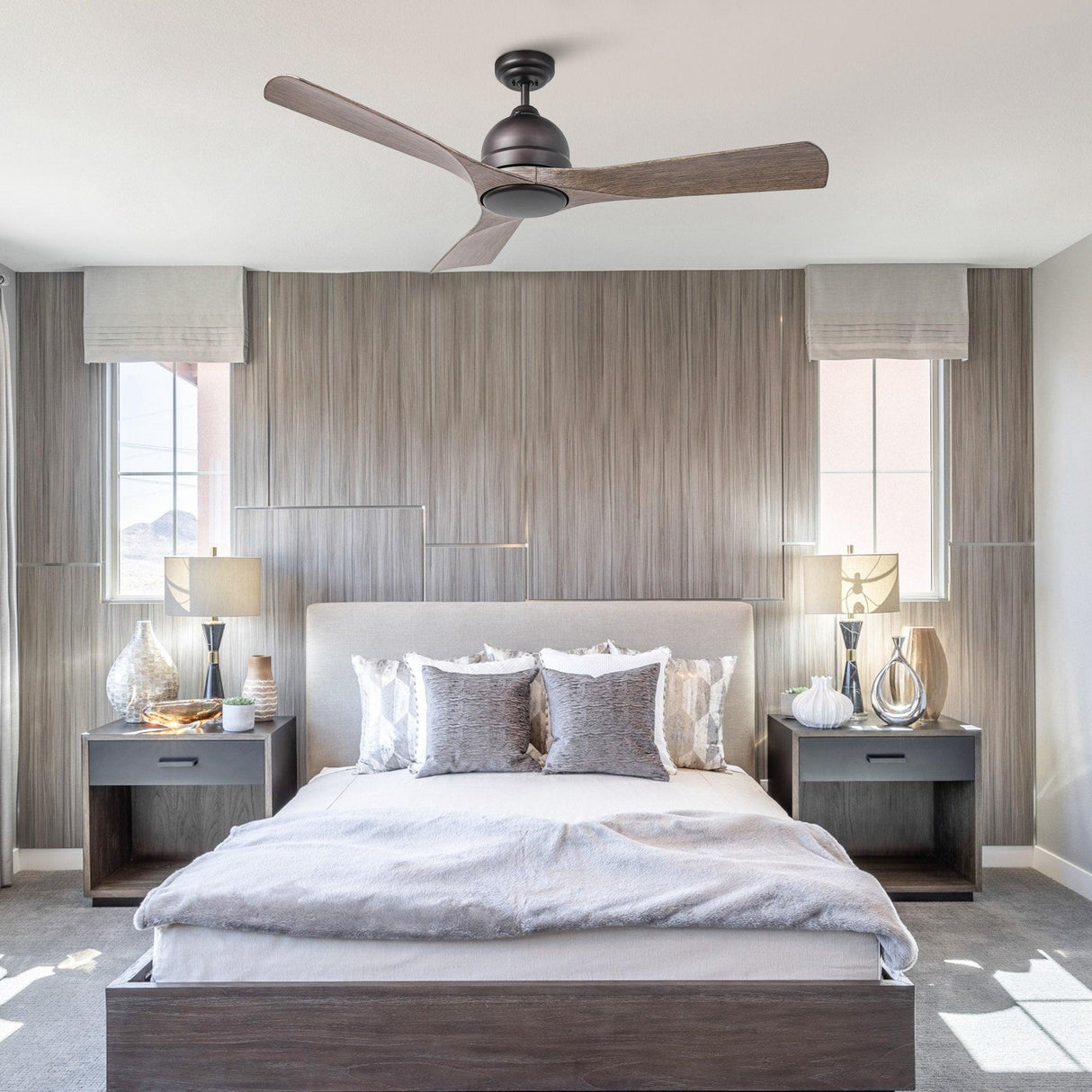 54" Industrial 3 Blades LED Ceiling Fan with Remote Control