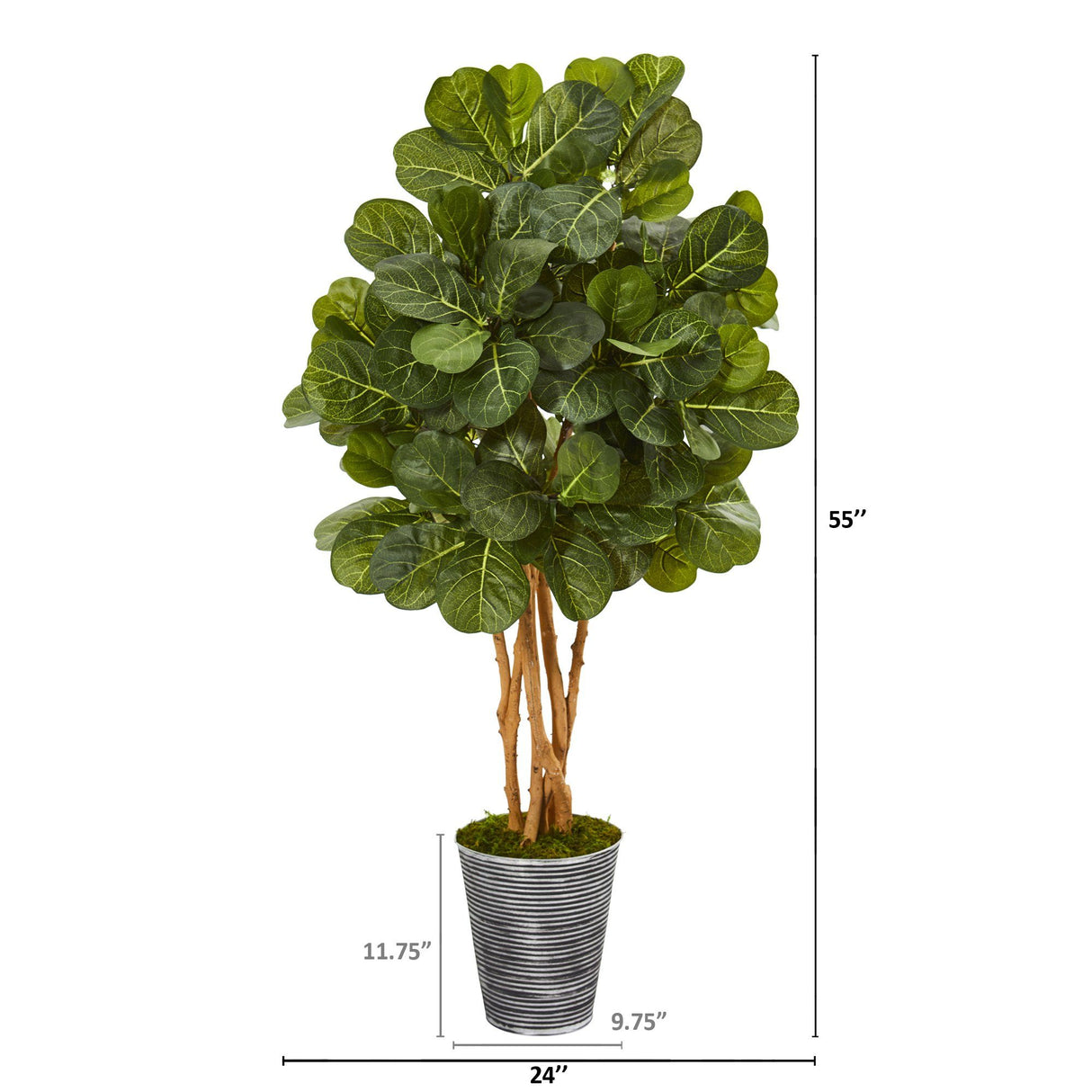 55” Fiddle Leaf Fig Artificial Tree in Decorative Tin Planter