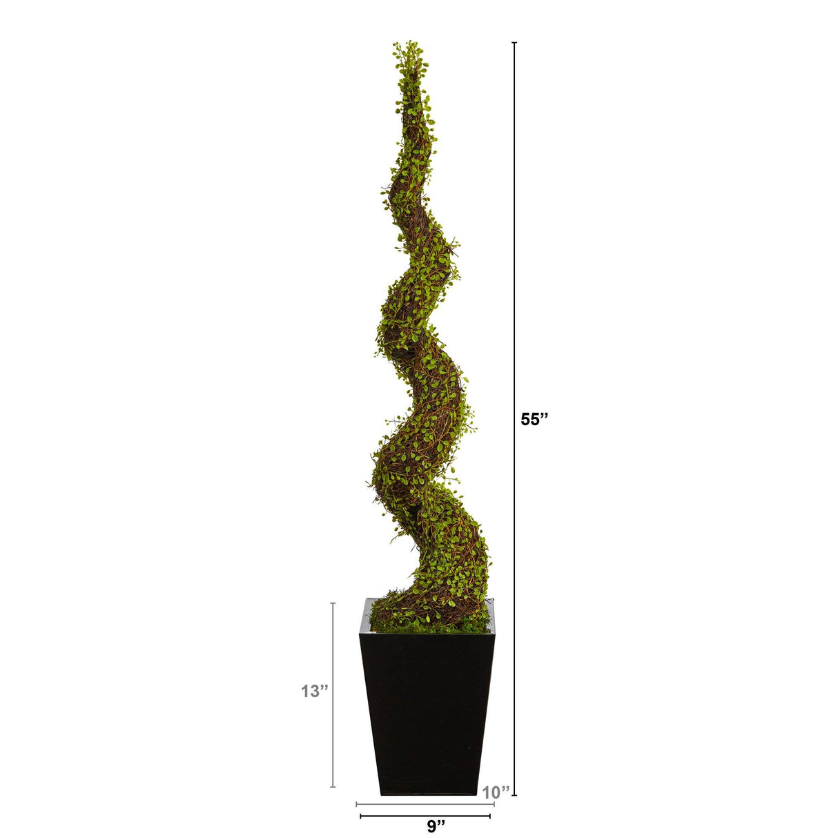 55” Mohlenbechia Spiral Artificial Tree in Black Metal Planter