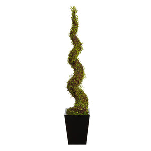 55” Mohlenbechia Spiral Artificial Tree in Black Metal Planter