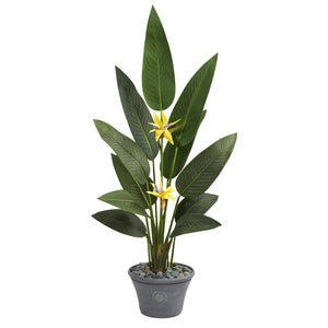 58” Bird of Paradise Artificial Plant in Gray Planter (Real Touch)