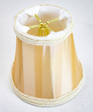 5"W x 4"H Set of 6 Beige/Eggshell Striped Chandelier Clip-On Premium Lampshade