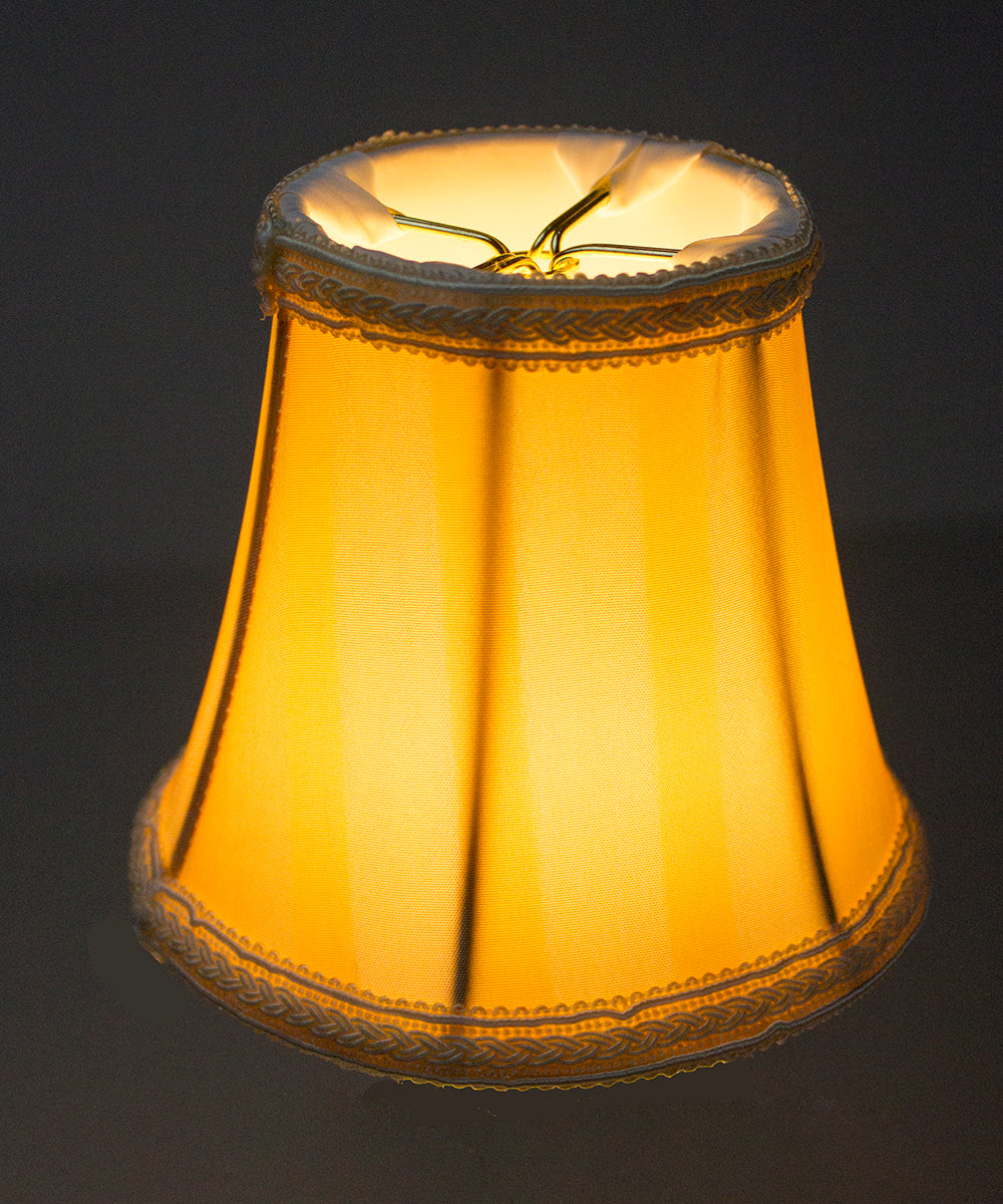 5"W x 4"H Set of 6 Beige/Eggshell Striped Chandelier Clip-On Premium Lampshade