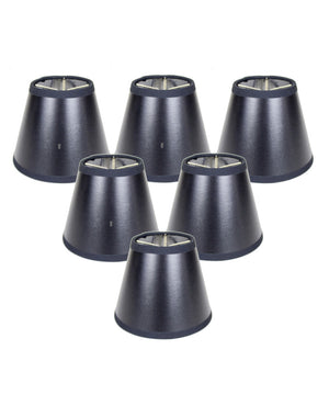 5"W x 4"H Set of 6 Black Parchment Silver-Lined Chandelier Lampshade