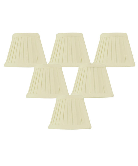 5"W x 4"H Set of 6 Crisp Linen Pleated Clip-on Candelabra Lampshade